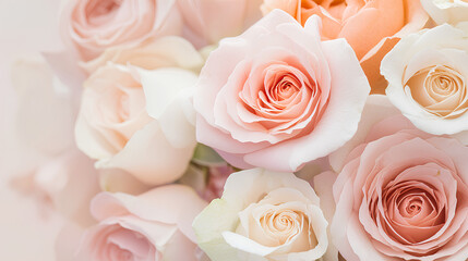 Bouquet of pink and white roses