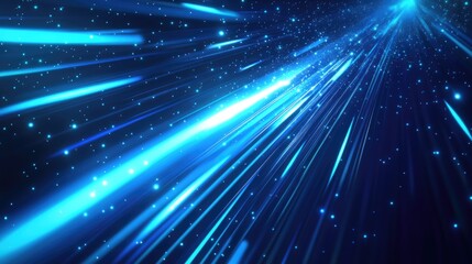 Naklejka premium Blue background with stars and light streaks