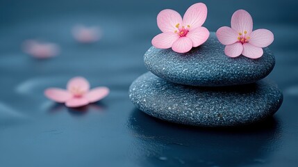 Zen Stones and Pink Flowers