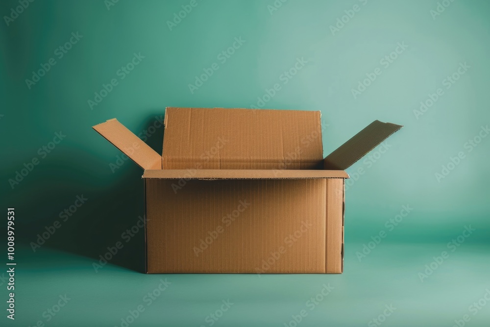 Poster a simple cardboard box sits on a lush green surface, ready for use