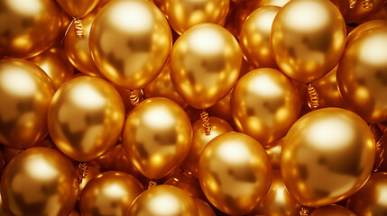 Radiant Celebration with Gold Balloons Background. Generative AI