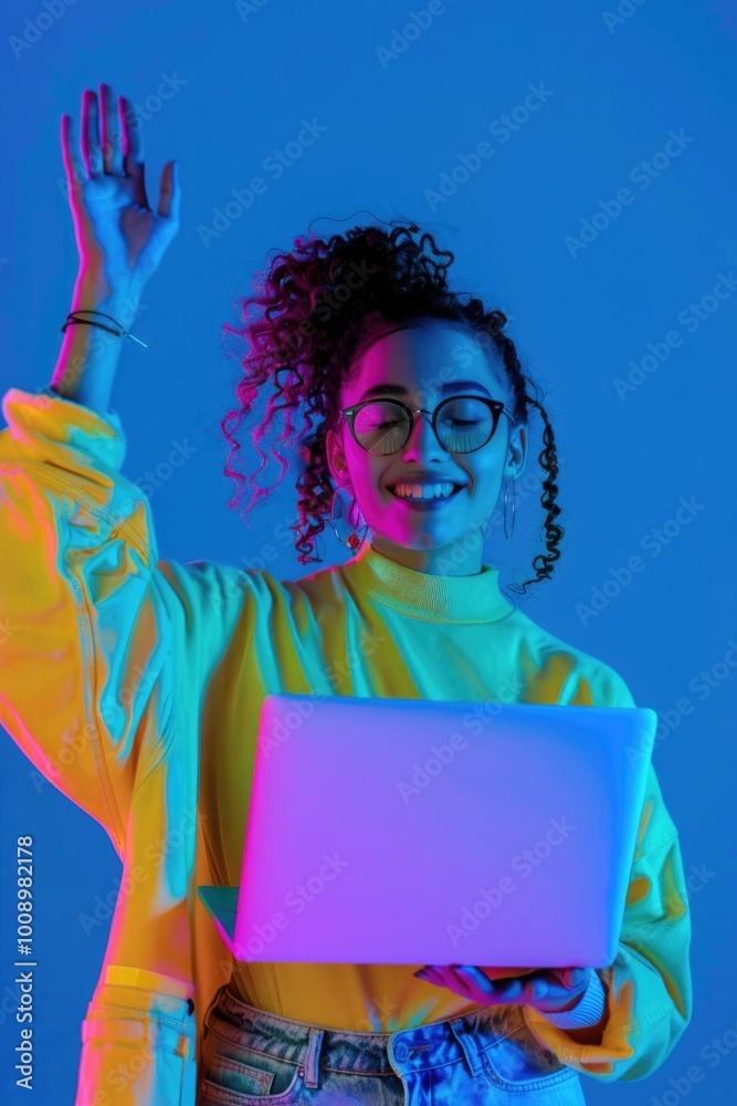 Poster a person working on their laptop in a quiet setting