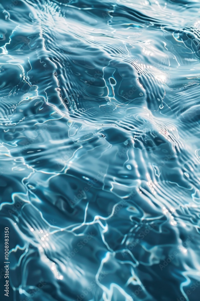 Poster close-up of water with ripples in a pool, ideal for use in lifestyle or still life compositions