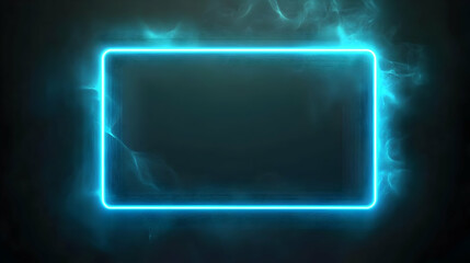 Neon Blue Rectangular Frame on Dark Background