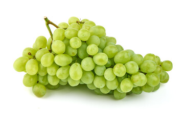 Bunch of ripe green sultana grapes, isolated on white background