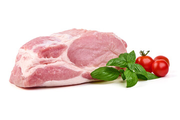 Pork ham meat, isolated on white background.