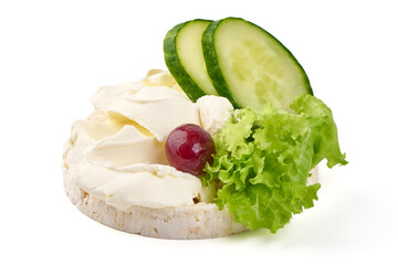 Sandwich with cream cheese, isolated on white background