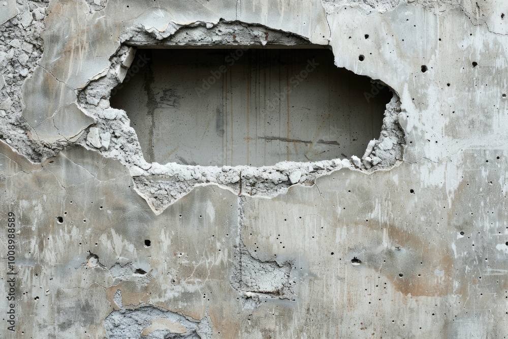 Poster a concrete wall with a hole, suitable for use as a background or prop in various scenes