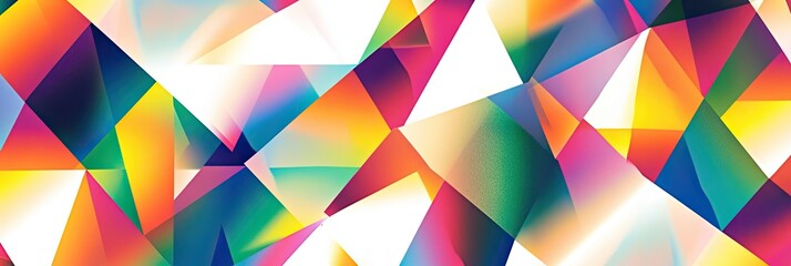 Fototapeta premium A geometric pattern with rainbow colors forming abstract shapes on a white background