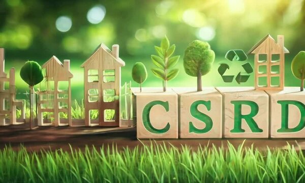 CSRD Blocks with Environmental Icons on Grass

