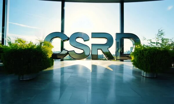 CSRD Letters in Modern Office with Green Plants