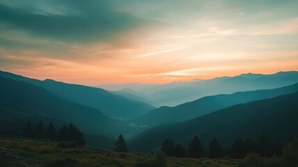 Obraz premium Sunset Over Mountains