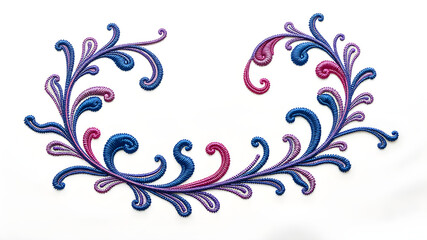 Fototapeta premium A embroidery paisley in the midle of white background. Generative AI
