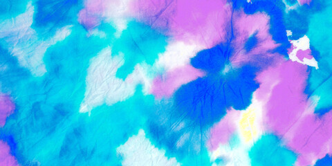 Blue Tie Dye Shirt. Modern Hard Grunge. Pastel