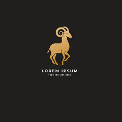 Fototapeta premium Elegant Golden Ram Logo for Premium Branding in Vector Art