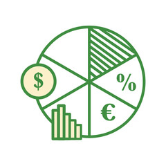 Business graph icon on background for graphic and web design. Flat color design. Creative illustration concept symbol for financial report or analysis