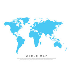World map. Blue simple vector map. Silhouette map. EPS Vector