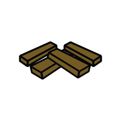 Wooden pallets icon. Isolated on white background. firewood illustration element design for camping event. Wood for campfire