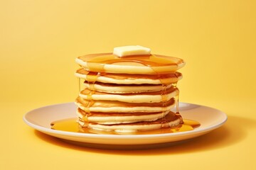 Pancake plate yellow food.