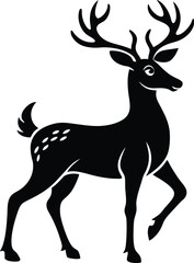 A cute forest animal of Reindeer silhouette vector art illustration design