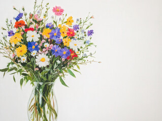 Obraz premium Colorful Wildflower Bouquet in Oil Painting Style