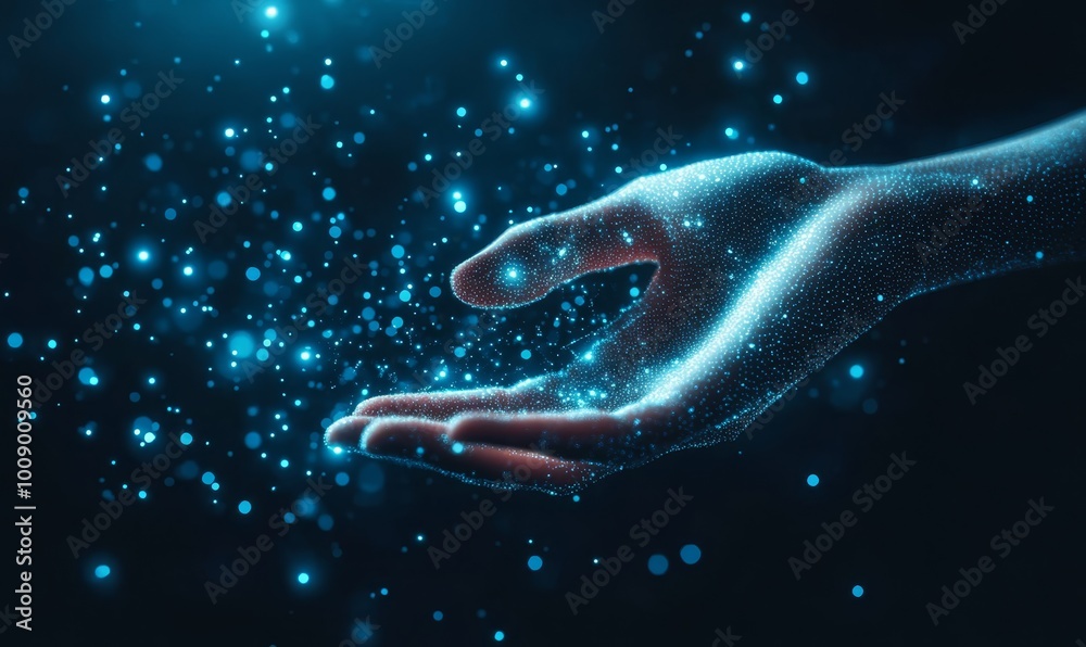Canvas Prints close up shot of a hand touching a digital neural network with high technology, modern science, crea
