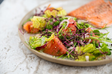 Close up of Fresh Tomato and Lettuce Salad