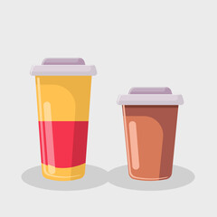 Flat illustration hot coffee and fresh juice
