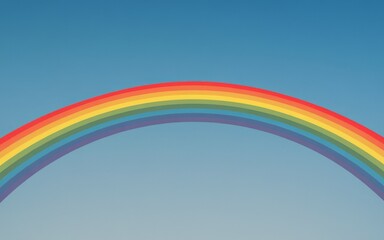 Vibrant Rainbow in Clear Blue Sky