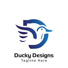 Fototapeta premium Minimal and simple creative negative space duck animal logo design, goose logo illustration. Swan logo, cute duck cut out silhouette
