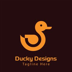 Fototapeta premium Minimal and simple creative negative space duck animal logo design, goose logo illustration. Swan logo, cute duck cut out silhouette