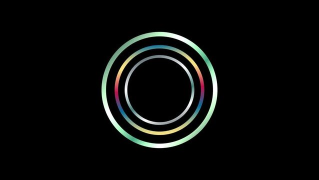 Colorful circle spinning simple loop background. rotating color ring on black. futuristic circular ring.