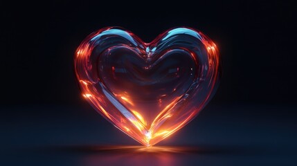 Heart-shaped object lit up in darkness