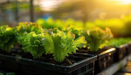 Urban farming with lush plants, vibrant and sustainable, Urban, Soft greens, Photograph, City agriculture