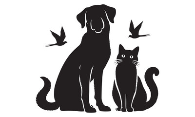 Dog and cat silhouette isolated on stock illustration-dog and cat vector Hand drawn lettering phrase, Calligraphy t shirt design, svg Files for Cutting Cricut and Silhouette, card, flyer, EPS 10