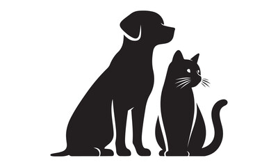 Dog and cat silhouette isolated on stock illustration-dog and cat vector Hand drawn lettering phrase, Calligraphy t shirt design, svg Files for Cutting Cricut and Silhouette, card, flyer, EPS 10
