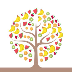 Abstract tree with fruit on a white background