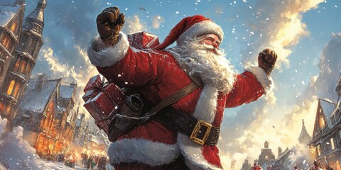 santa claus with christmas gifts