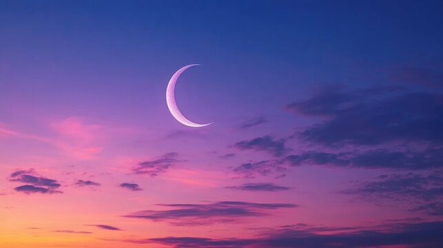 Sunset with Crescent Moon