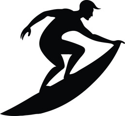 Outdoor activities of Surfing silhouette vector art icon and logo illustration design