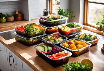vibrantly organized meal prep containers highlighting diverse dietary choices fresh healthy food options, recipes, colorful, meals, lunch, ideas, snack