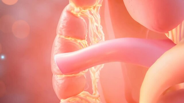 A detailed 3D rendering of human anatomy showcasing the renal system, including kidneys and blood vessels. Ideal for medical presentations and educational content.