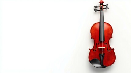 Front View of a Classic Red Violin on White Background