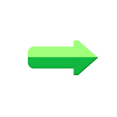 Bright green arrow pointing right with a rounded design, isolated on transparent background, Generative AI