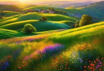 vibrant nature shifts displaying stunning landscape transformations through vivid colors dynamic elements, beauty, plants, trees, hills, mountains, water