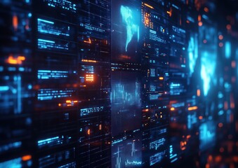 Obraz premium Digital Data Network Interface With Futuristic Elements