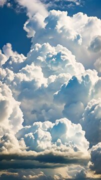 Majestic Clouds Rising in a Serene Blue Sky - Slow Motion - Made with Generative AI