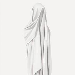 Naklejka premium A figure draped in a flowing white cloth, suggesting mystery and abstraction.