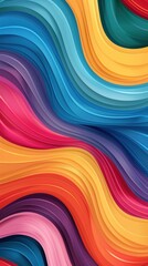 Fototapeta premium Vibrant waves of multicolored paper layers in dynamic curves background. Ideal for creative design inspiration and bold artistic projects.