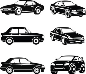 A set of Car silhouette vector art illustration design, car icons and logos.